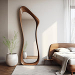 Timberror walnut asymmetrical mirror, Contour design — alternate product view 3