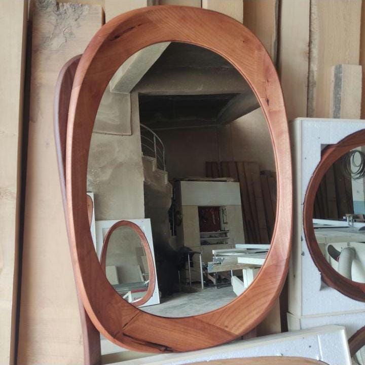 Timberror walnut asymmetrical mirror, Bay design — alternate product view 7