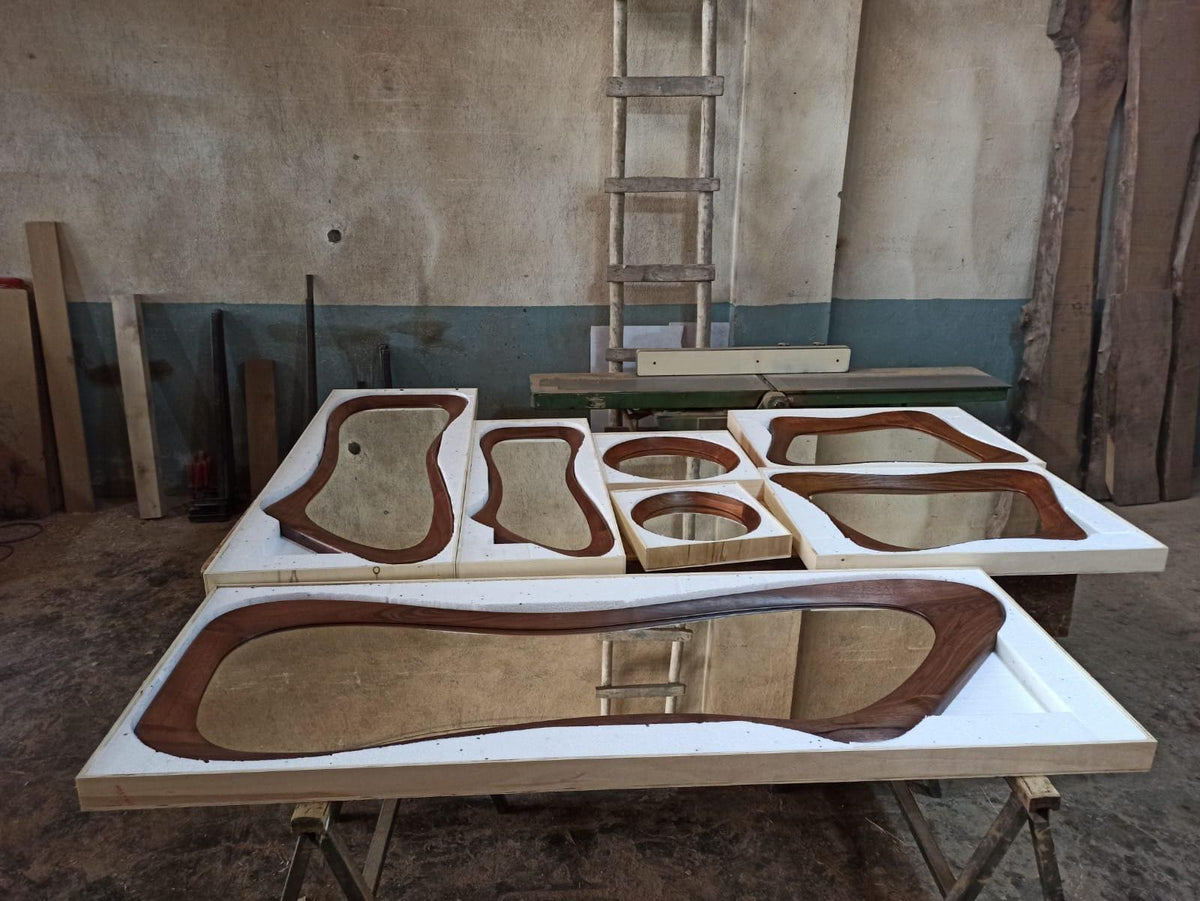 Timberror walnut asymmetrical mirror, Drift design — alternate product view 20