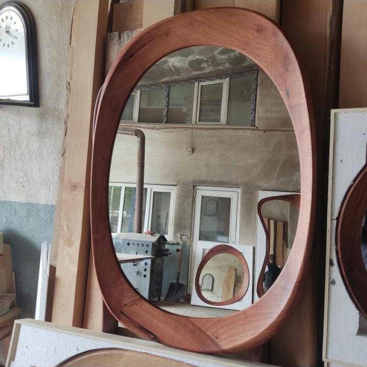 Timberror walnut asymmetrical mirror, Bay design — alternate product view 9