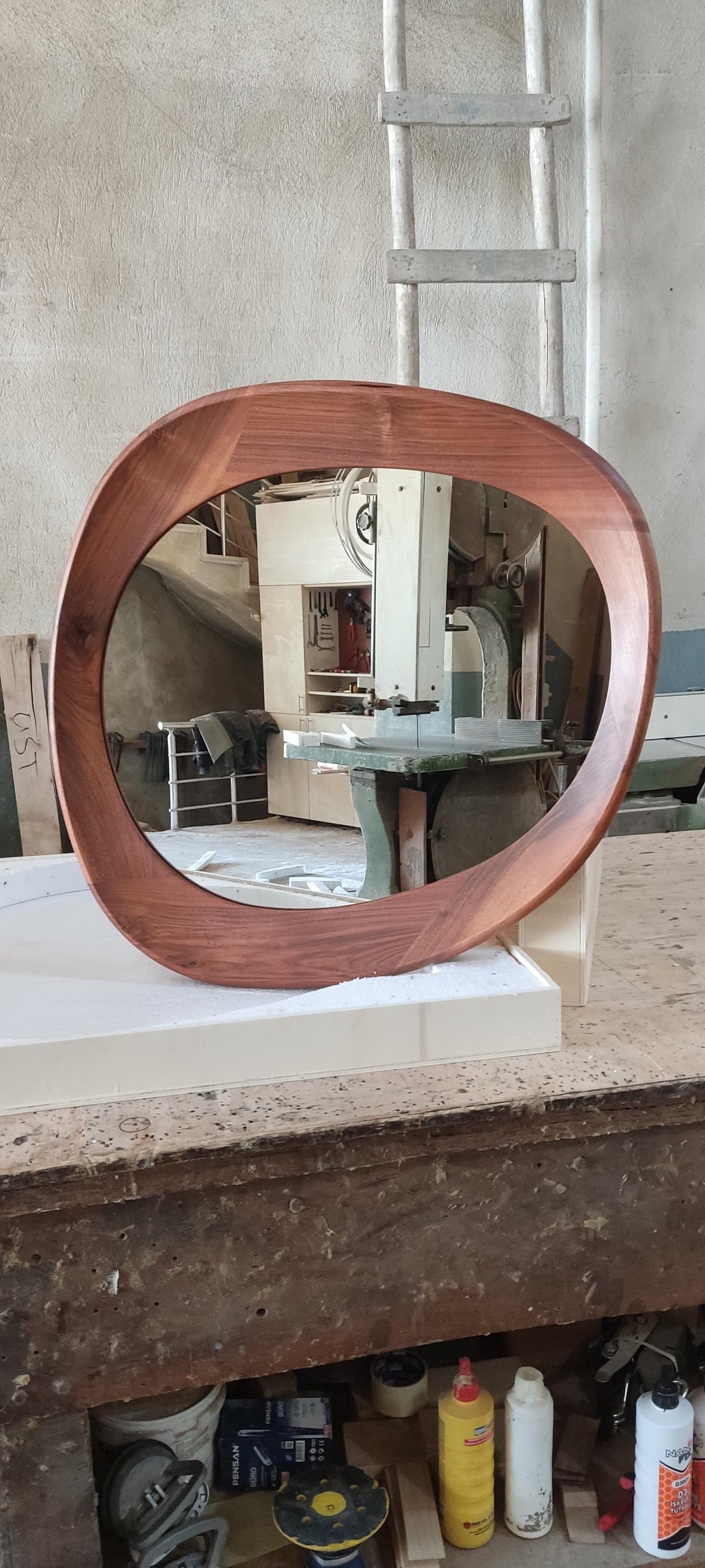 Timberror walnut asymmetrical mirror, Cairn design — alternate product view 6