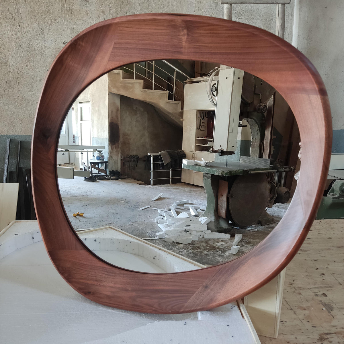 Timberror walnut asymmetrical mirror, Cairn design — alternate product view 8