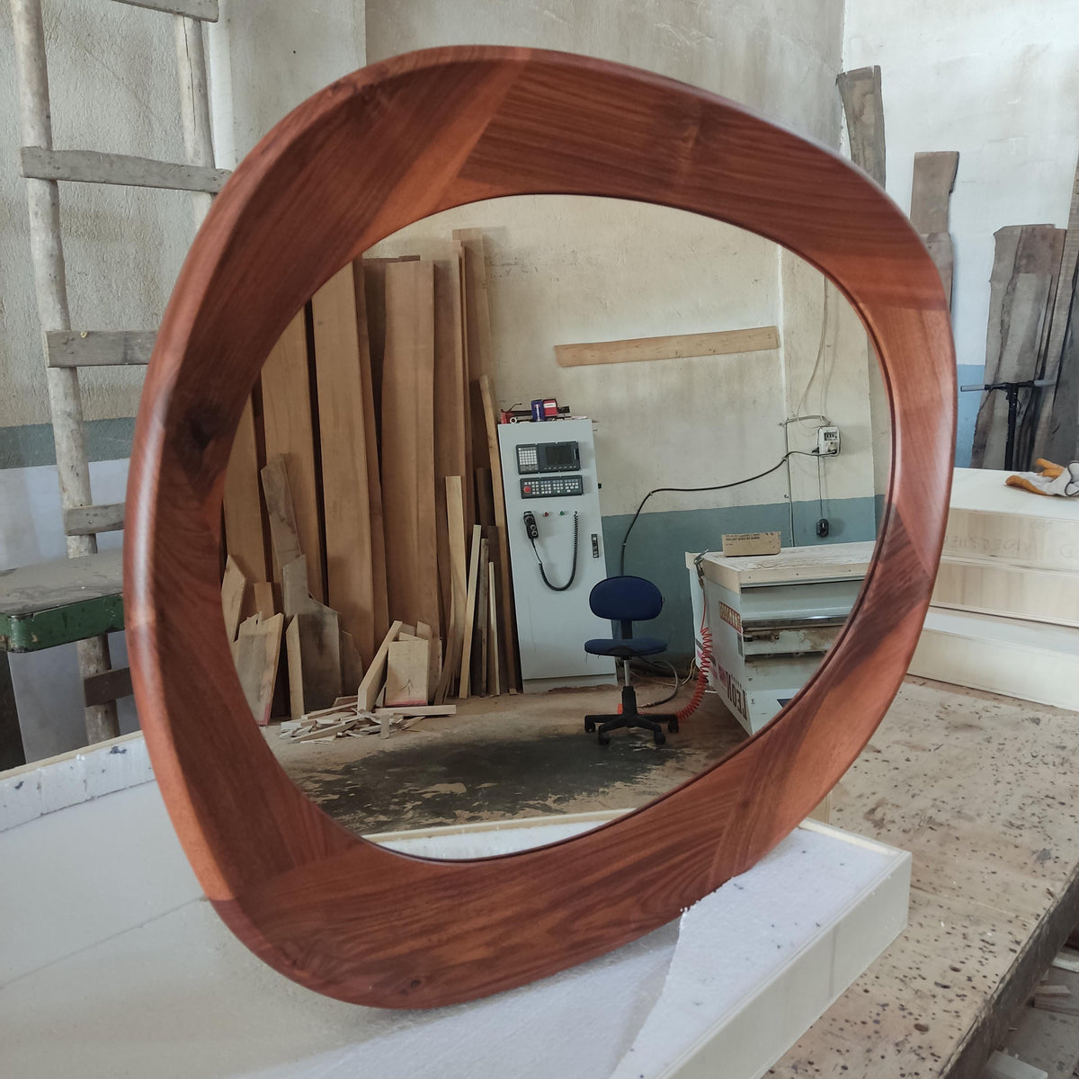 Timberror walnut asymmetrical mirror, Cairn design — alternate product view 9