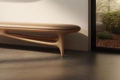 Timberror oak sculptural wood bench, Ember design — alternate product view 4