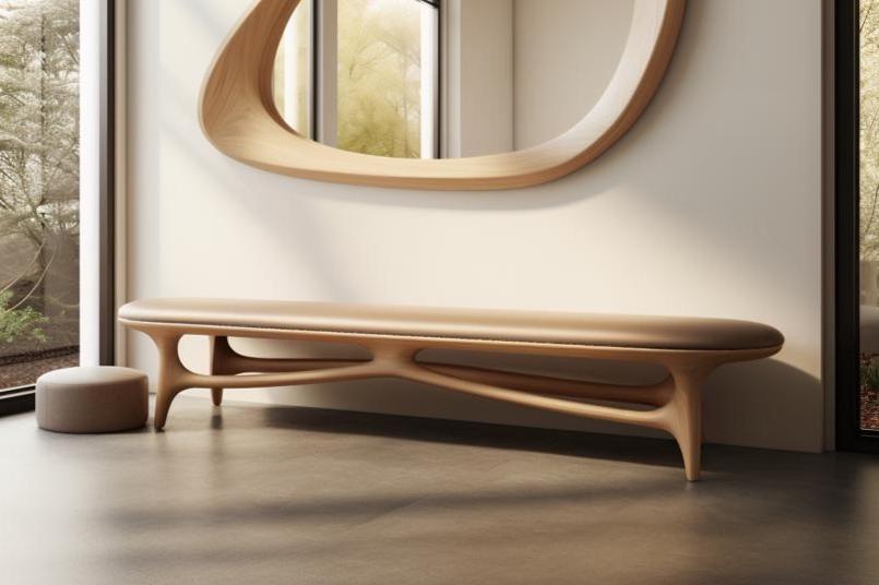Timberror oak sculptural wood bench, Ember design — alternate product view 2