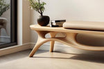 Timberror oak sculptural wood bench, Serene design — alternate product view 3