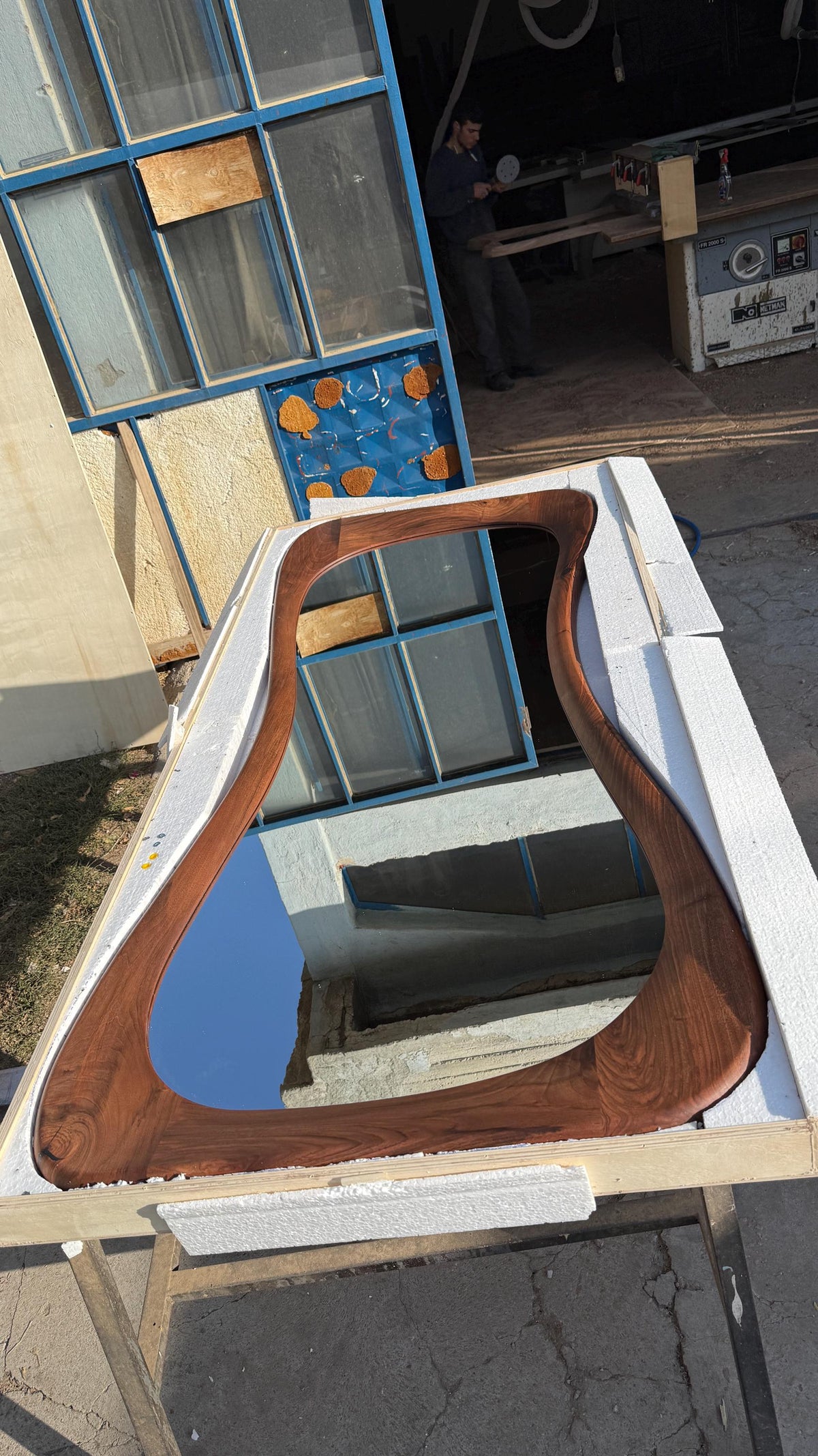 Timberror walnut asymmetrical mirror, Drift design — alternate product view 17