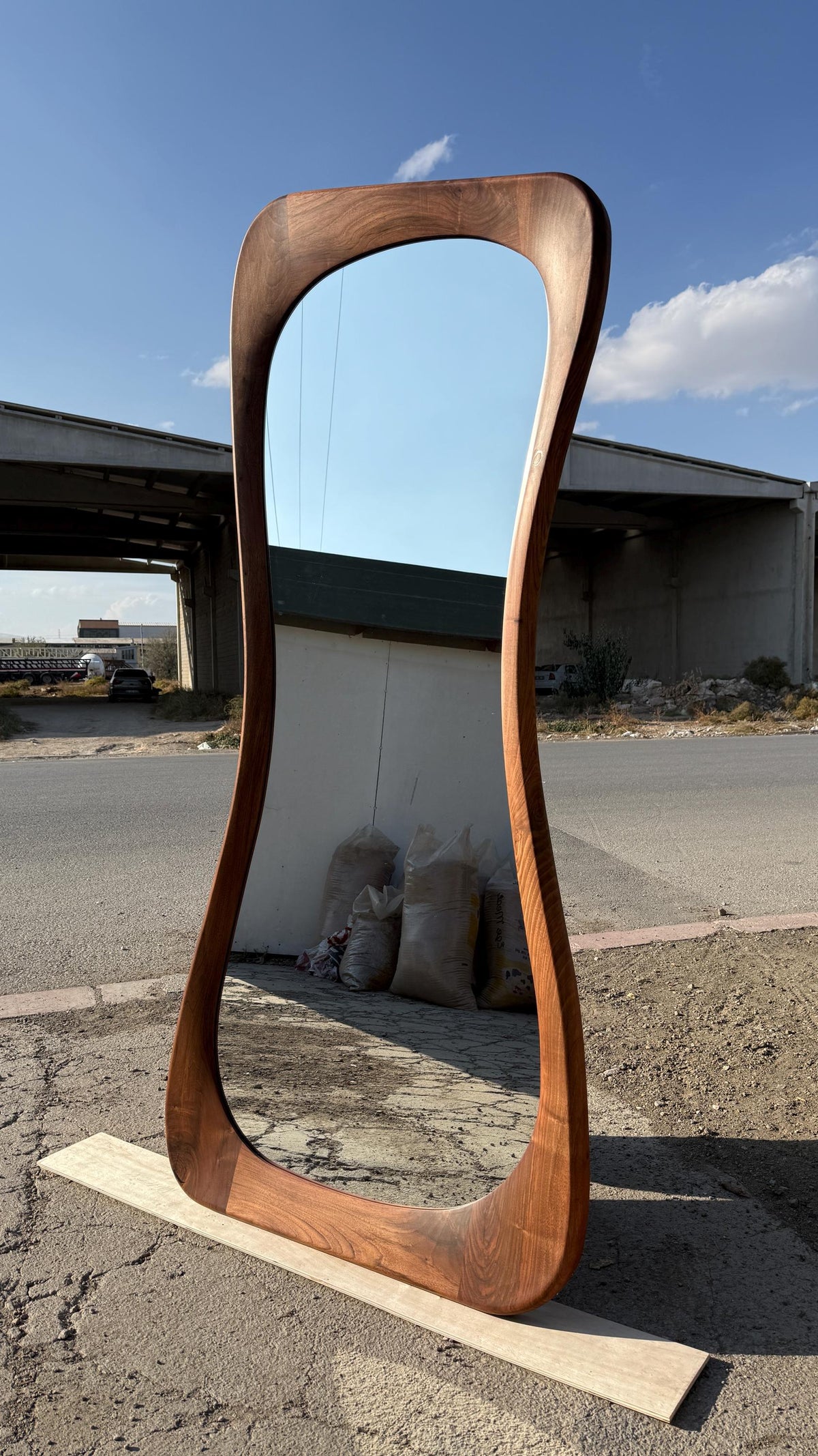 Timberror walnut asymmetrical mirror, Drift design — alternate product view 10