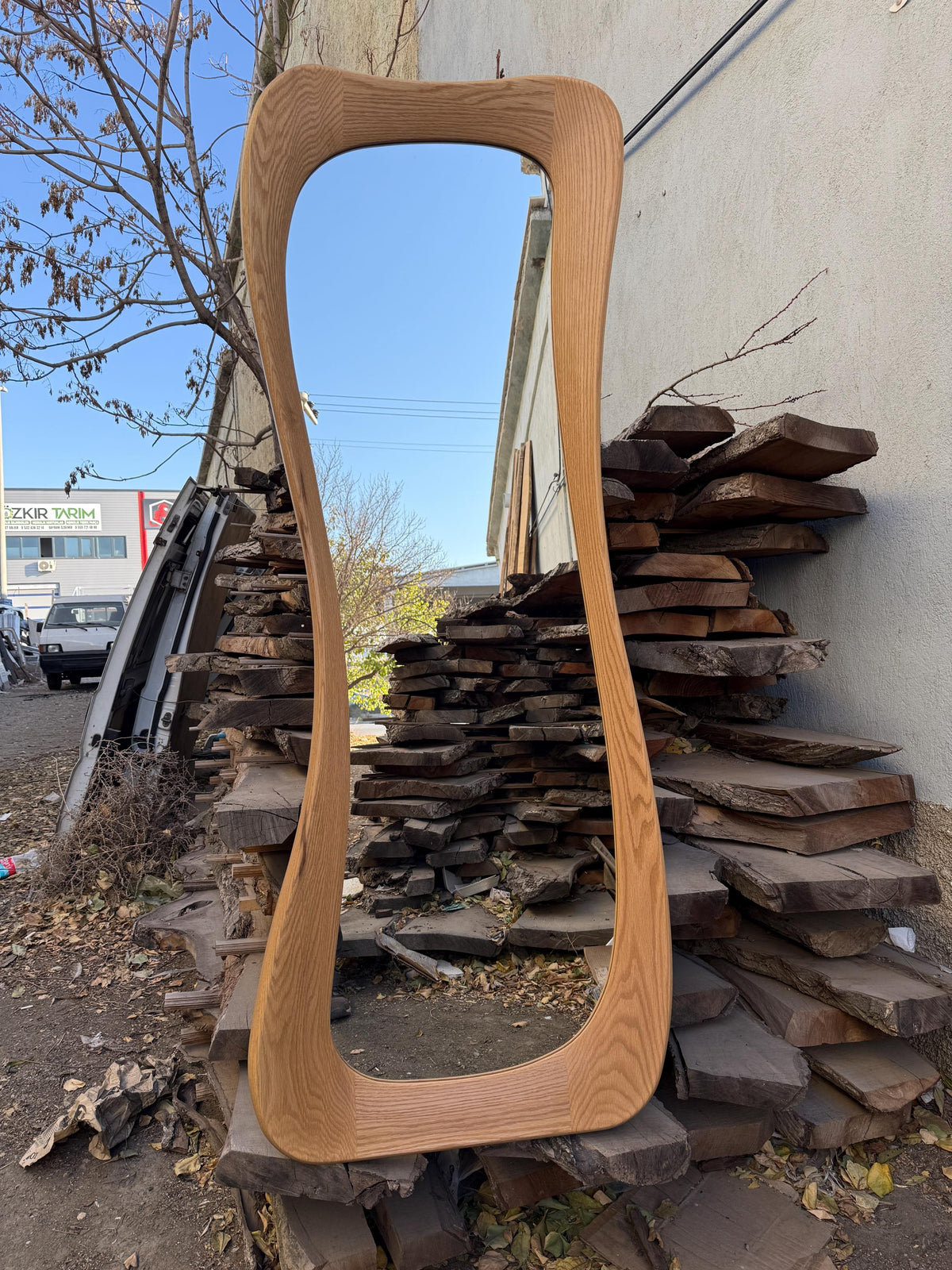 Timberror oak asymmetrical mirror, Riverstone design — alternate product view 7