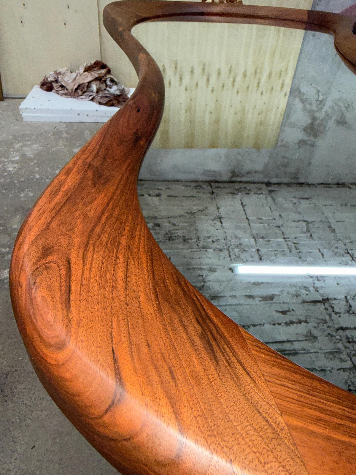 Timberror walnut asymmetrical mirror, Luna design — alternate product view 10