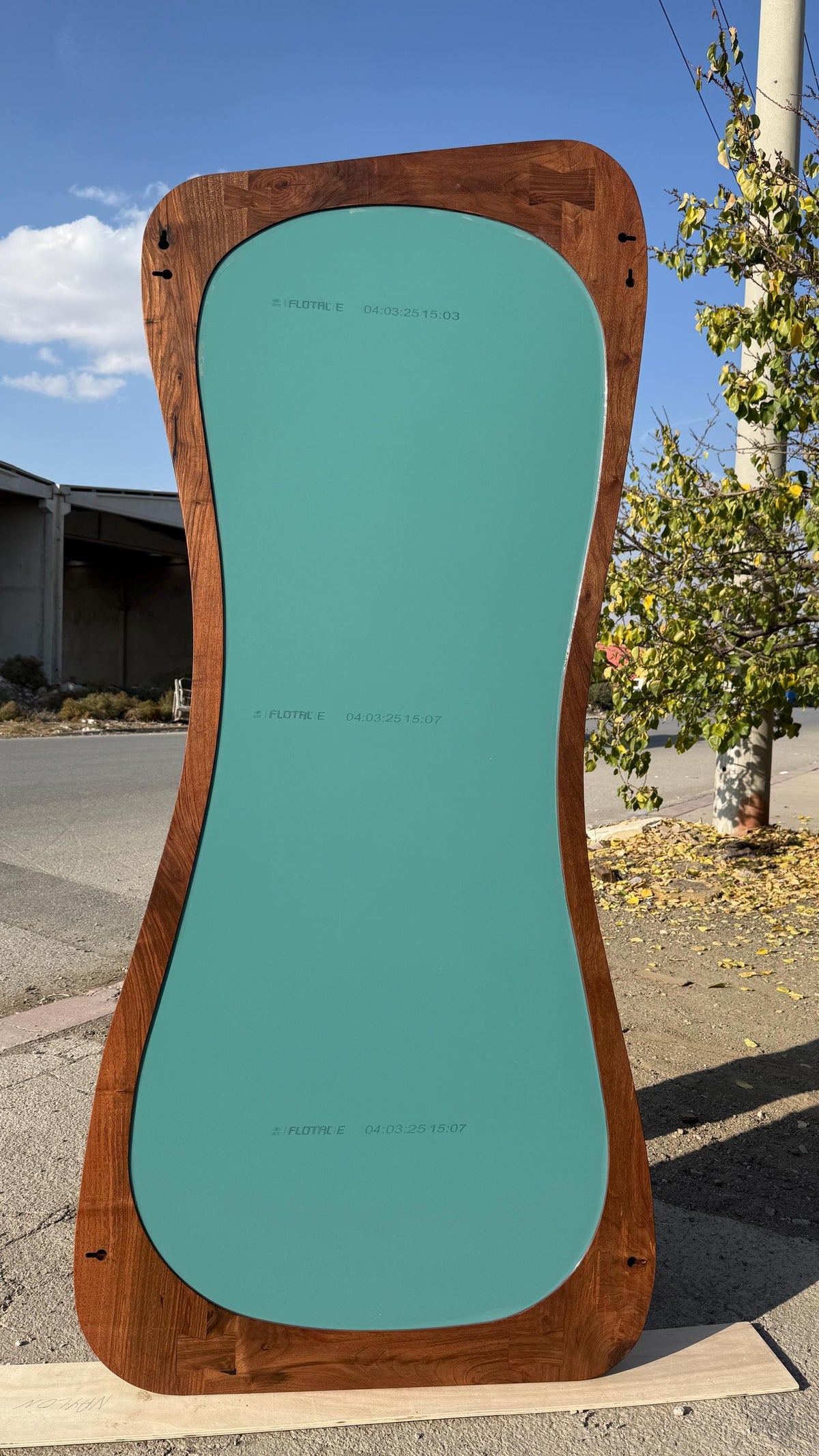 Timberror walnut asymmetrical mirror, Drift design — alternate product view 13
