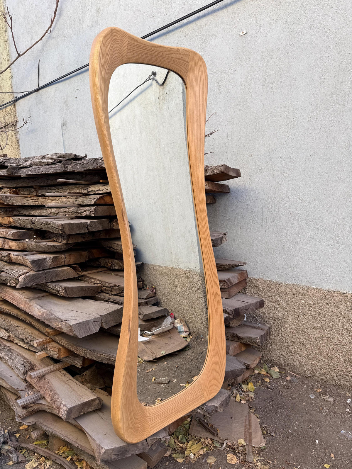 Timberror oak asymmetrical mirror, Riverstone design — alternate product view 9