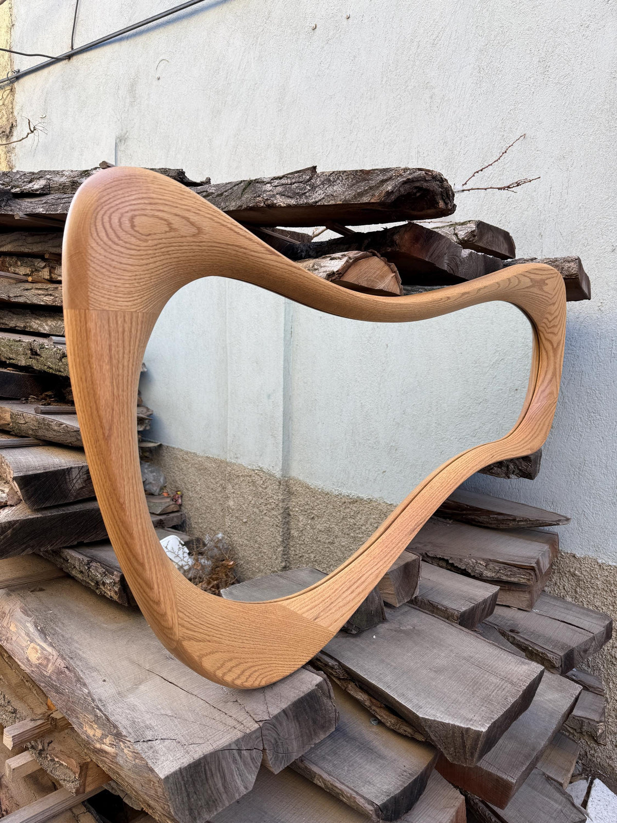 Timberror oak asymmetrical mirror, Wren design — alternate product view 8