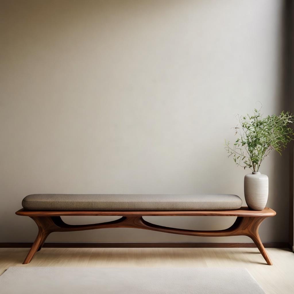Timberror walnut sculptural wood bench, Rove design