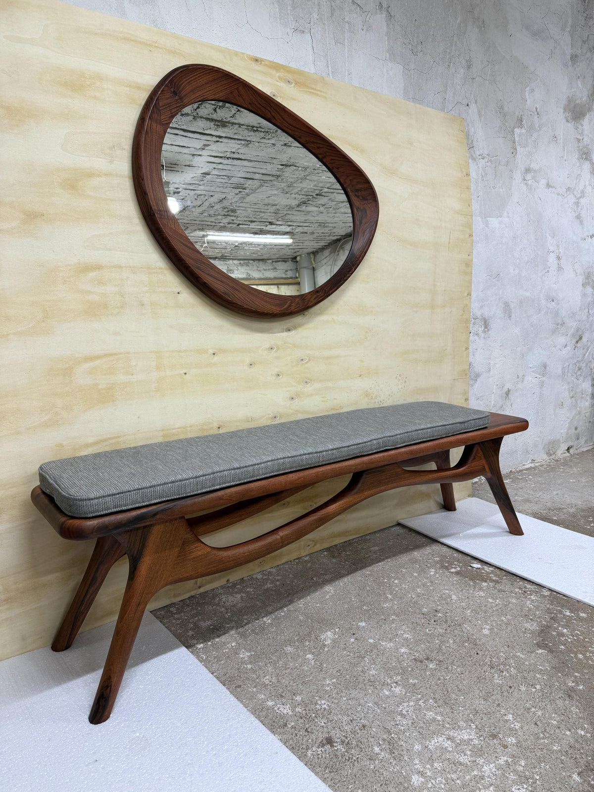 Timberror walnut sculptural wood bench, Rove design — alternate product view 6