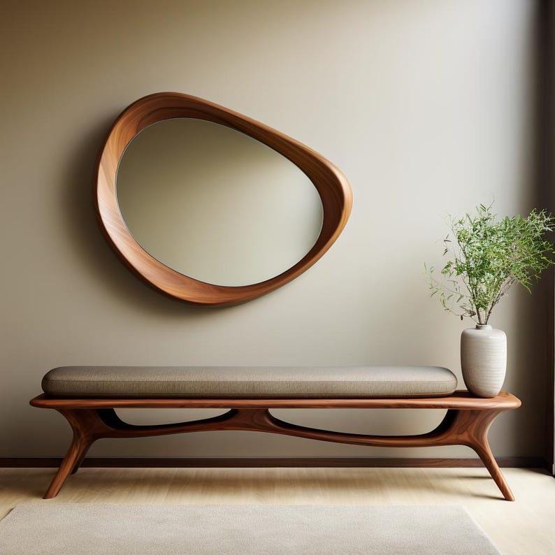 Timberror walnut sculptural wood bench, Rove design — alternate product view 2