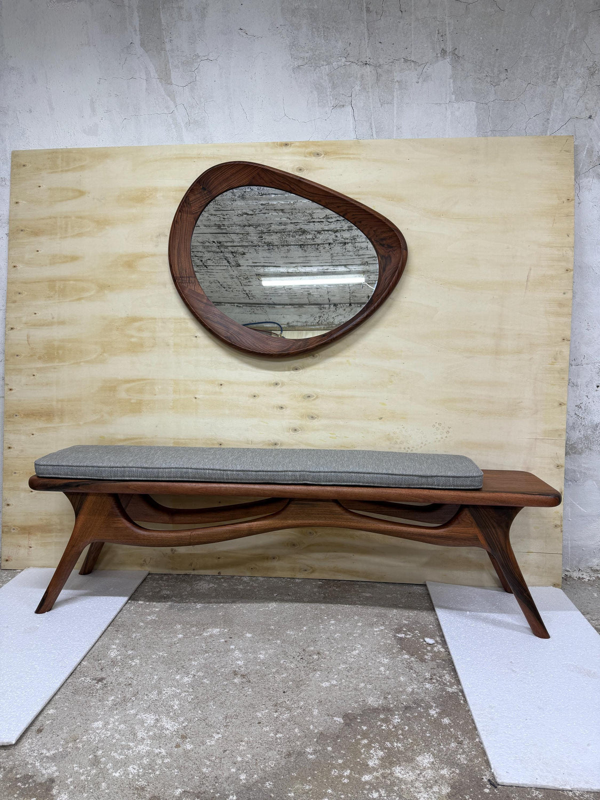 Timberror walnut sculptural wood bench, Rove design — alternate product view 5