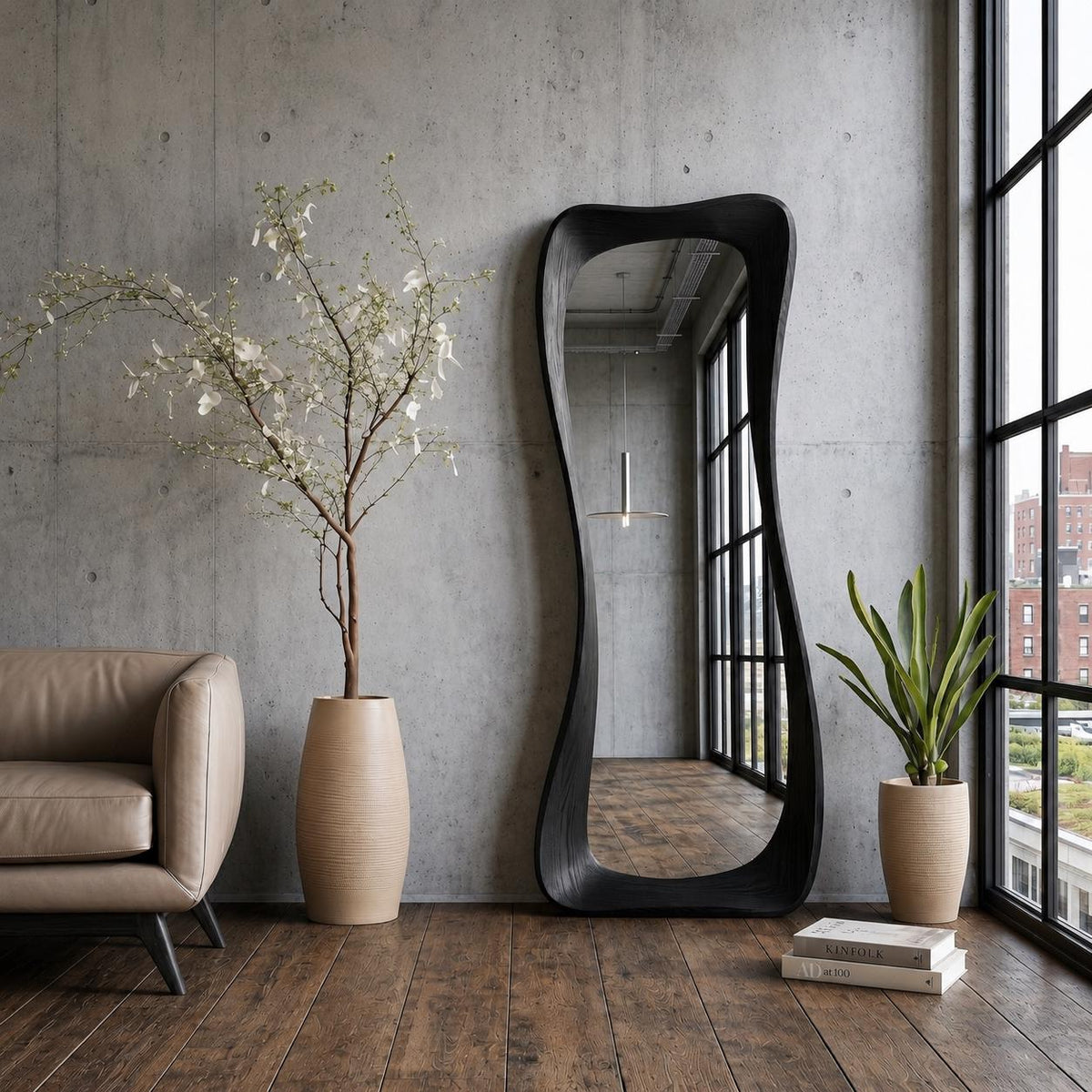 Timberror black oak asymmetrical mirror, Cascade design