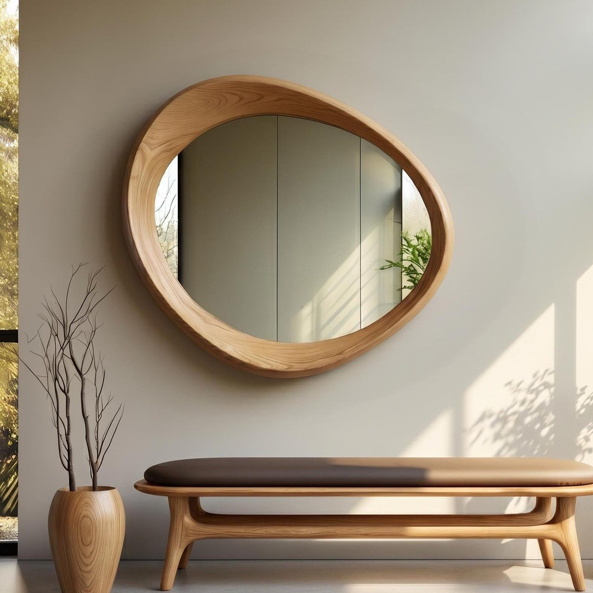 Timberror oak asymmetrical mirror, Lark design